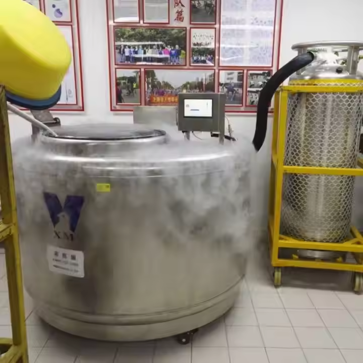 使用液氮罐凍存，外部結(jié)霜